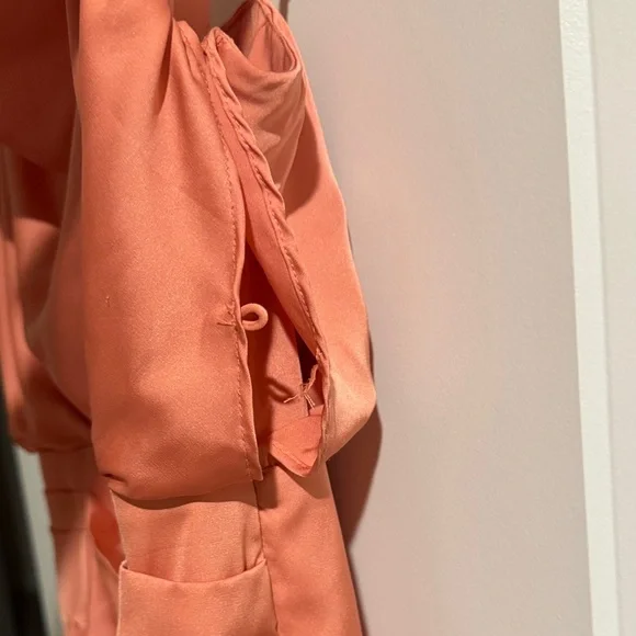 Elegant Coral Satin Dress - Picture 4 of 4